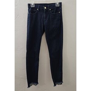 Lilly Pulitzer Women's Size 4 Skinny Jeans Fringe Hem Dark Blue 28.5" Inseam